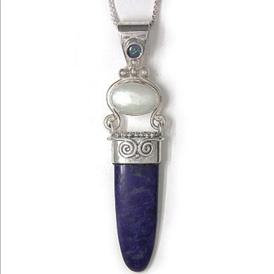 Sajen-Lapis, Mabe Pearl Pendant,Opal & Ss Boxchain